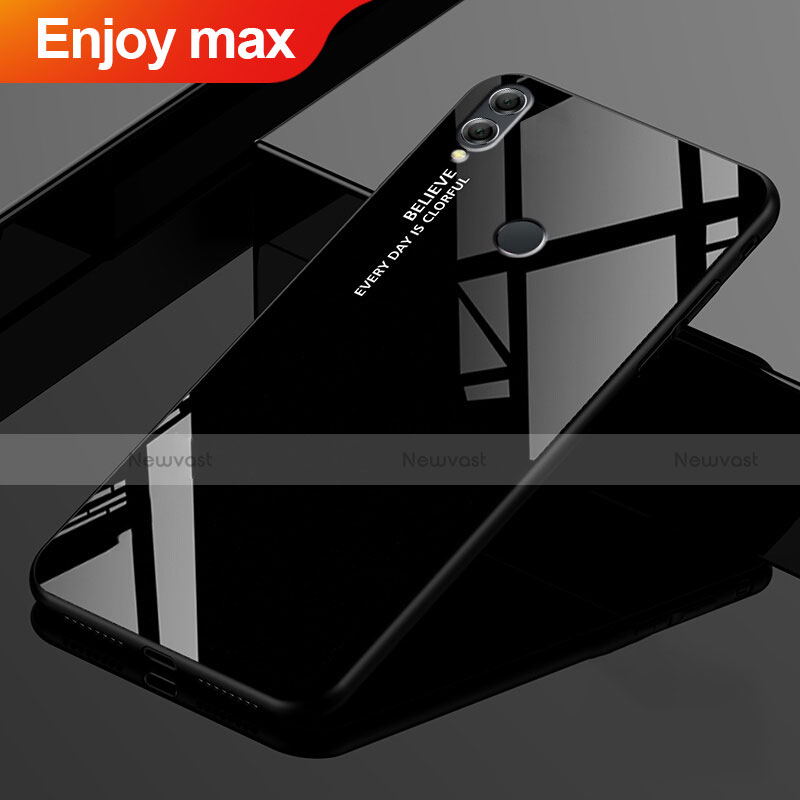 Silicone Frame Mirror Rainbow Gradient Case Cover for Huawei Enjoy Max Black