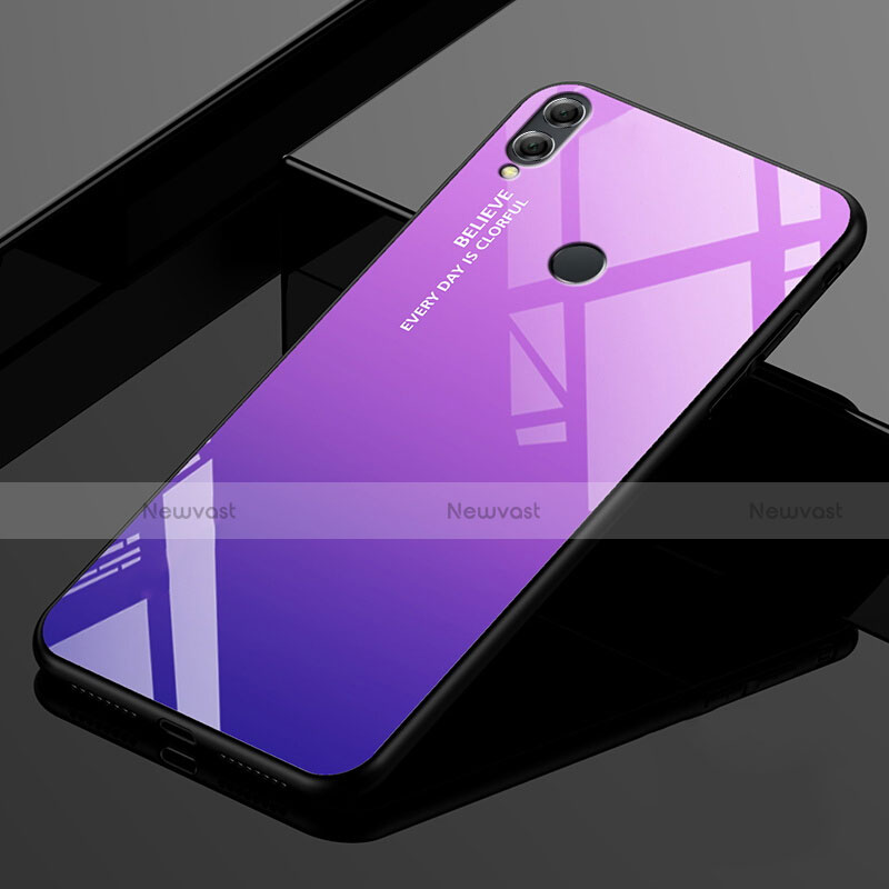 Silicone Frame Mirror Rainbow Gradient Case Cover for Huawei Enjoy Max Purple