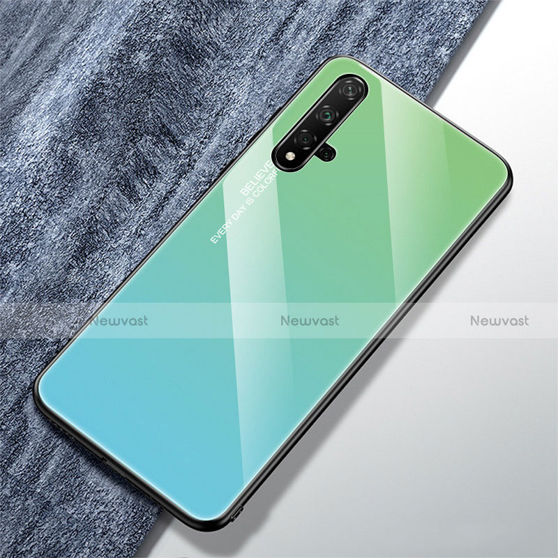 Silicone Frame Mirror Rainbow Gradient Case Cover for Huawei Honor 20 Green