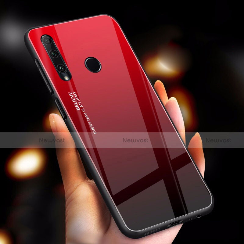 Silicone Frame Mirror Rainbow Gradient Case Cover for Huawei Honor 20 Lite Red