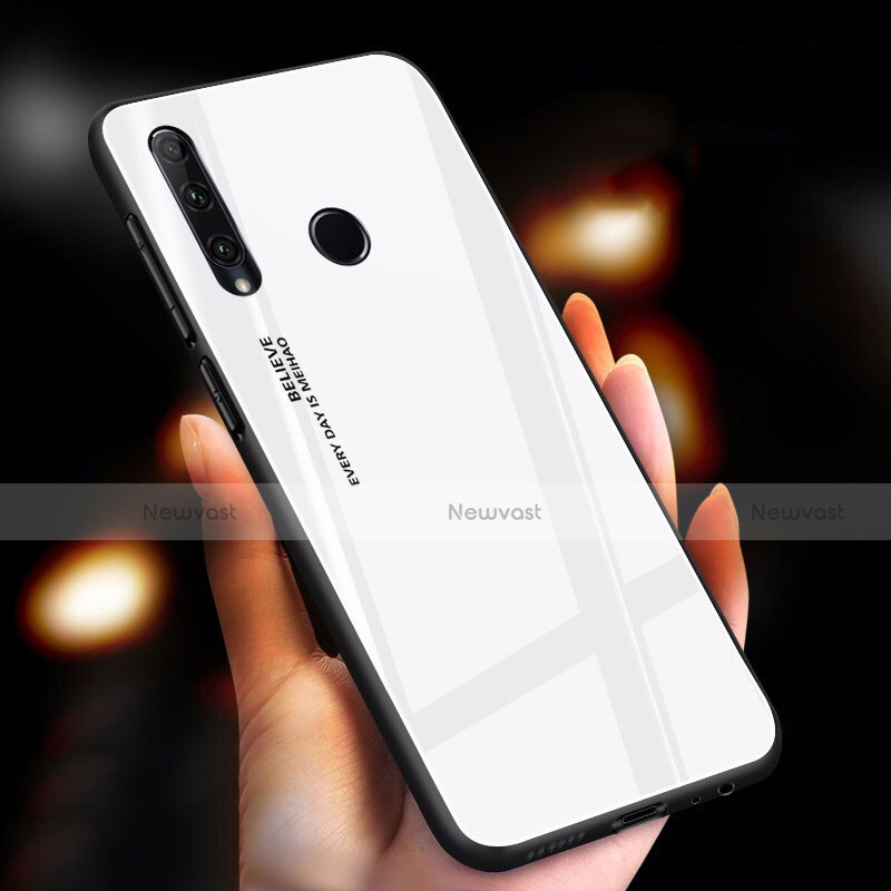 Silicone Frame Mirror Rainbow Gradient Case Cover for Huawei Honor 20 Lite White