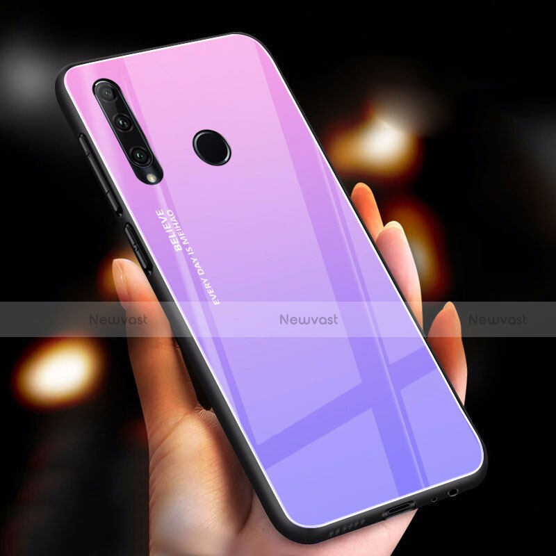 Silicone Frame Mirror Rainbow Gradient Case Cover for Huawei Honor 20i Purple