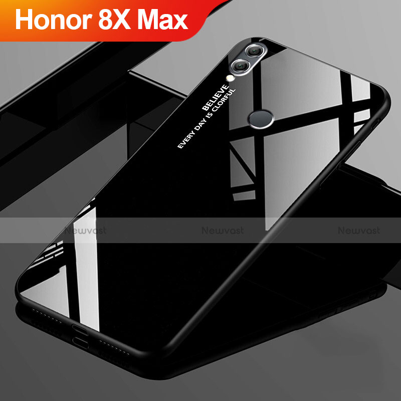 Silicone Frame Mirror Rainbow Gradient Case Cover for Huawei Honor 8X Max Black