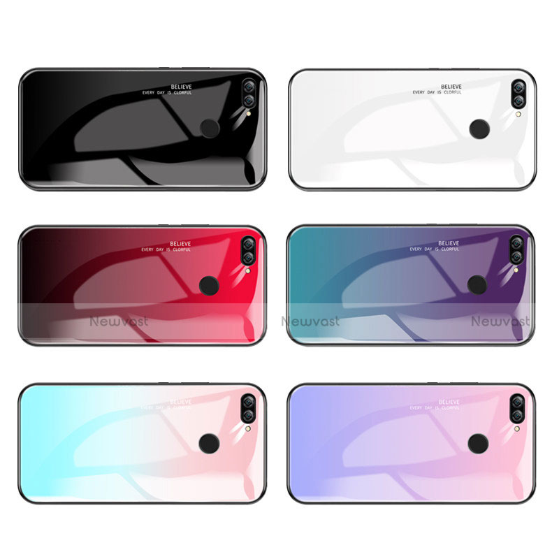 Silicone Frame Mirror Rainbow Gradient Case Cover for Huawei Honor 9i