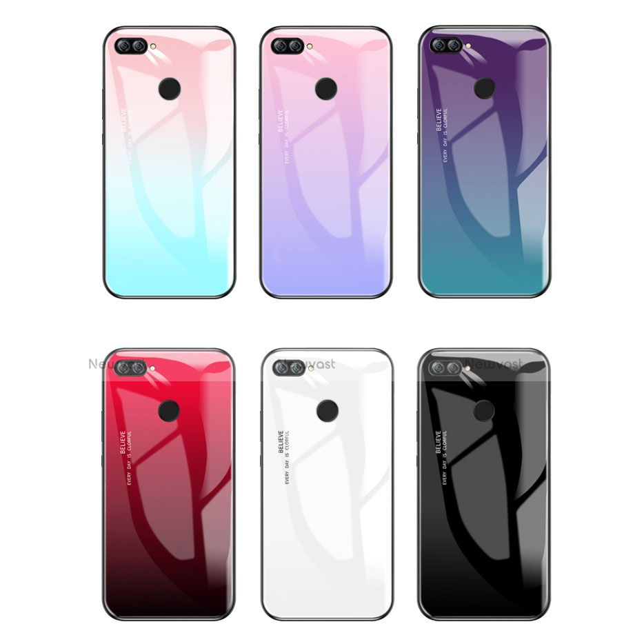 Silicone Frame Mirror Rainbow Gradient Case Cover for Huawei Honor 9i