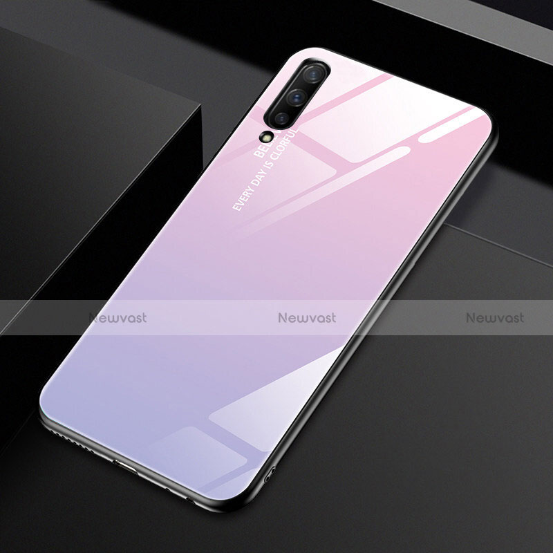 Silicone Frame Mirror Rainbow Gradient Case Cover for Huawei Honor 9X Pro Pink