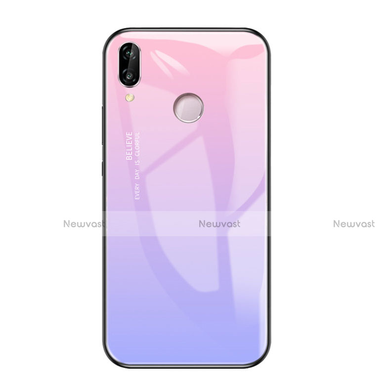 Silicone Frame Mirror Rainbow Gradient Case Cover for Huawei Honor Play Purple