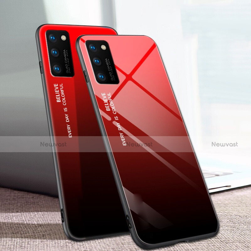 Silicone Frame Mirror Rainbow Gradient Case Cover for Huawei Honor View 30 Pro 5G Red