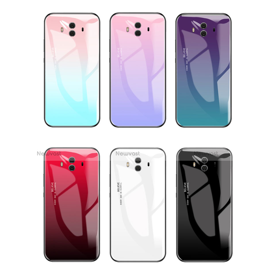 Silicone Frame Mirror Rainbow Gradient Case Cover for Huawei Mate 10