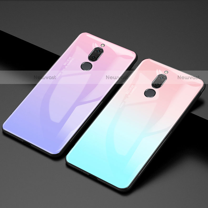 Silicone Frame Mirror Rainbow Gradient Case Cover for Huawei Mate 10 Lite
