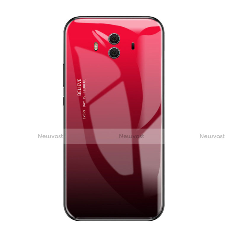 Silicone Frame Mirror Rainbow Gradient Case Cover for Huawei Mate 10 Red