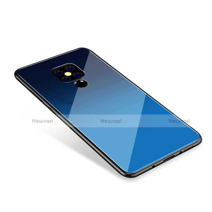 Silicone Frame Mirror Rainbow Gradient Case Cover for Huawei Mate 20 Blue