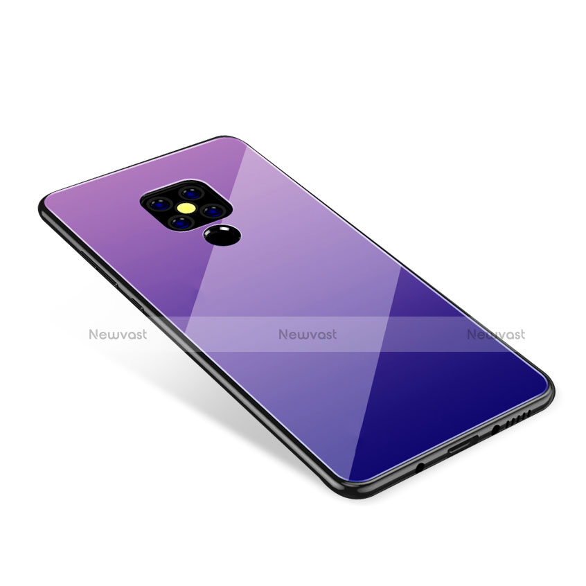 Silicone Frame Mirror Rainbow Gradient Case Cover for Huawei Mate 20 Purple