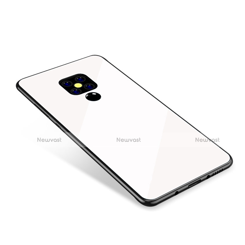 Silicone Frame Mirror Rainbow Gradient Case Cover for Huawei Mate 20 White