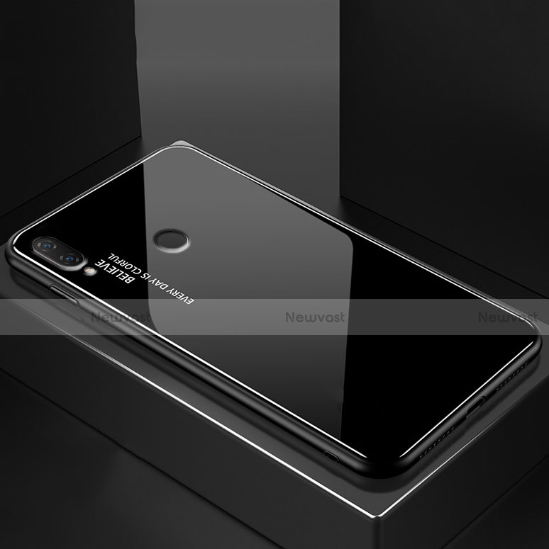 Silicone Frame Mirror Rainbow Gradient Case Cover for Huawei Nova 3e Black