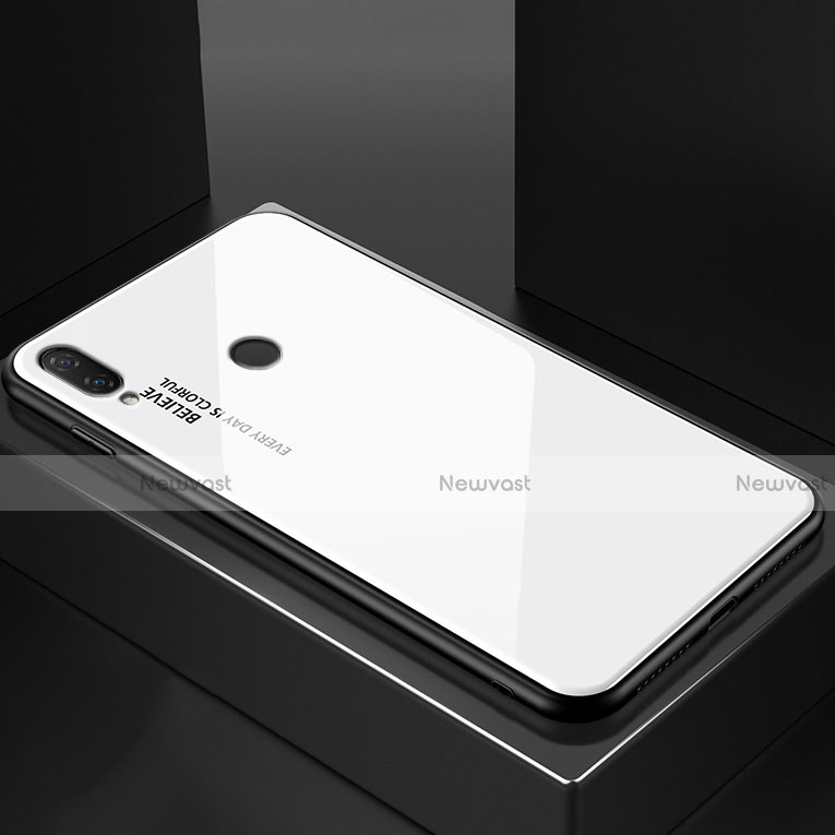 Silicone Frame Mirror Rainbow Gradient Case Cover for Huawei Nova 3e White