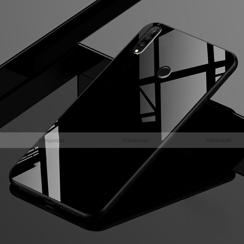 Silicone Frame Mirror Rainbow Gradient Case Cover for Huawei Nova 4e Black