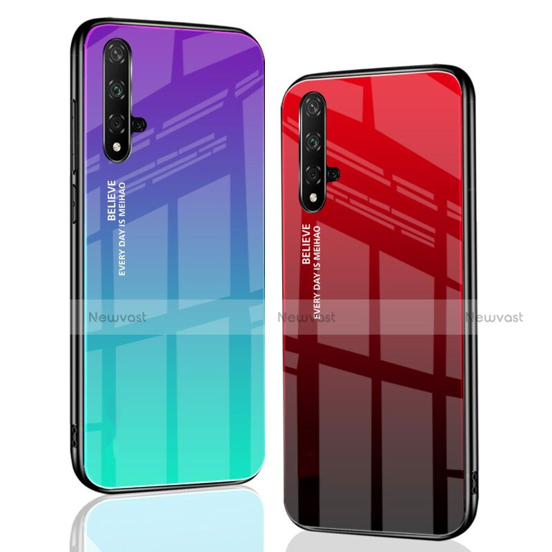 Silicone Frame Mirror Rainbow Gradient Case Cover for Huawei Nova 5 Pro