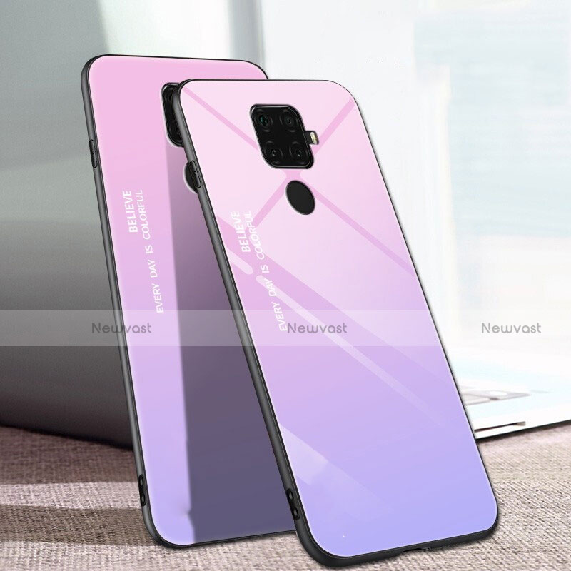 Silicone Frame Mirror Rainbow Gradient Case Cover for Huawei Nova 5z Pink