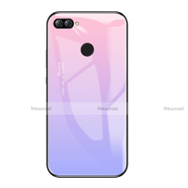 Silicone Frame Mirror Rainbow Gradient Case Cover for Huawei P Smart Purple