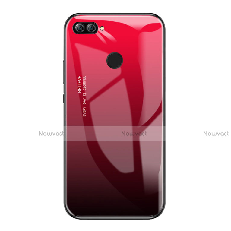 Silicone Frame Mirror Rainbow Gradient Case Cover for Huawei P Smart Red