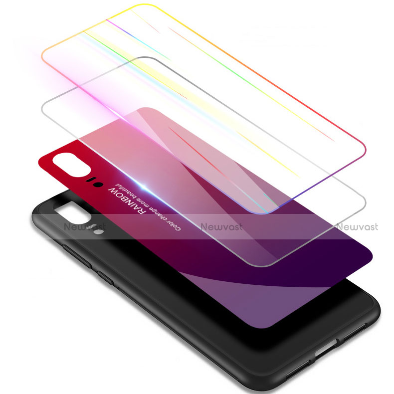 Silicone Frame Mirror Rainbow Gradient Case Cover for Huawei P20