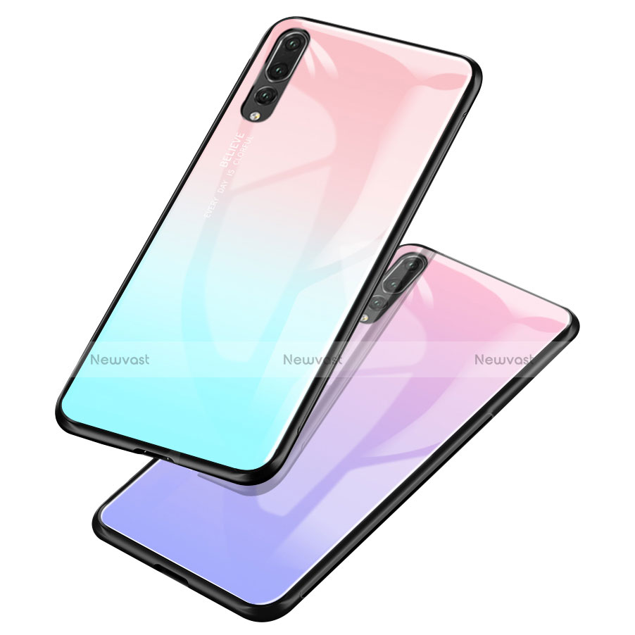 Silicone Frame Mirror Rainbow Gradient Case Cover for Huawei P20 Pro