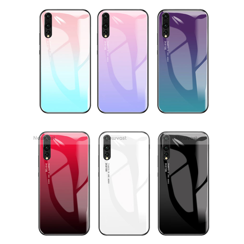 Silicone Frame Mirror Rainbow Gradient Case Cover for Huawei P20 Pro