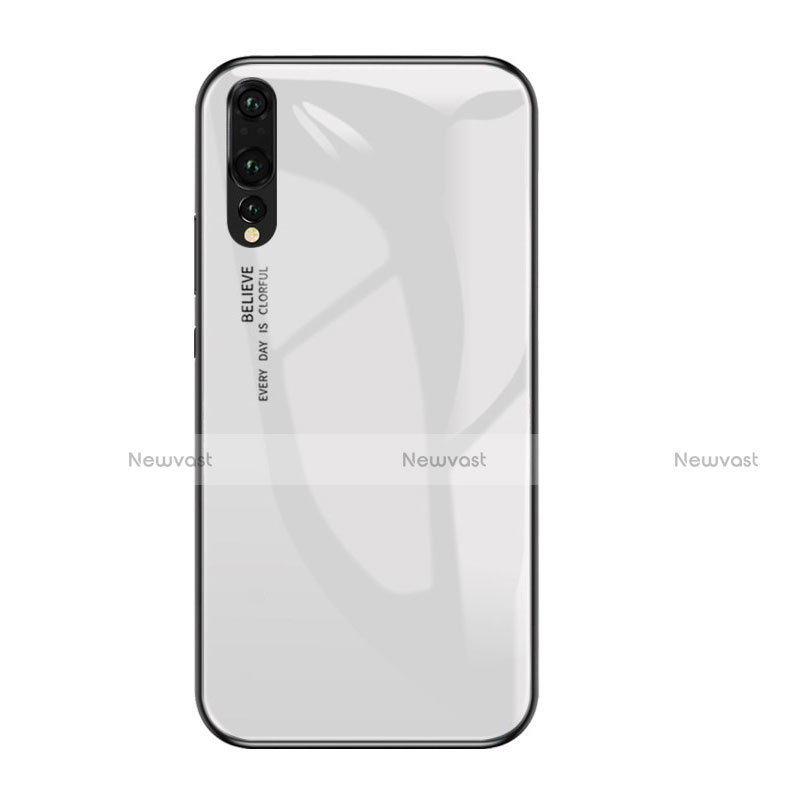 Silicone Frame Mirror Rainbow Gradient Case Cover for Huawei P20 Pro White