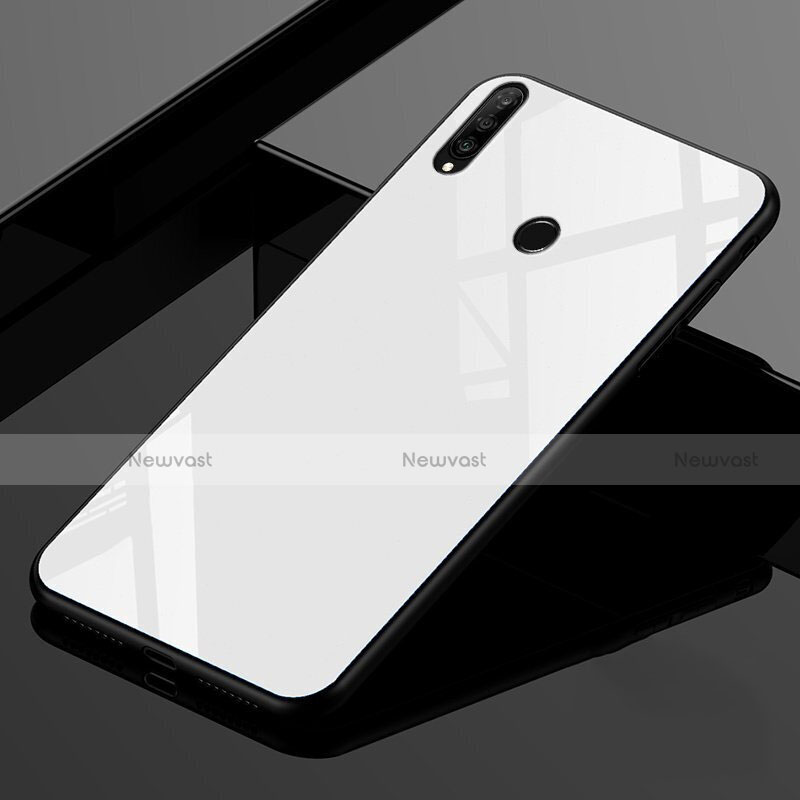 Silicone Frame Mirror Rainbow Gradient Case Cover for Huawei P30 Lite New Edition White