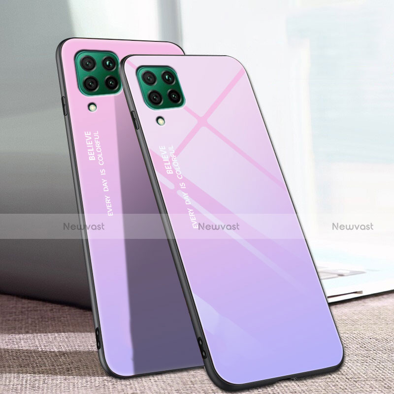 Silicone Frame Mirror Rainbow Gradient Case Cover for Huawei P40 Lite Purple