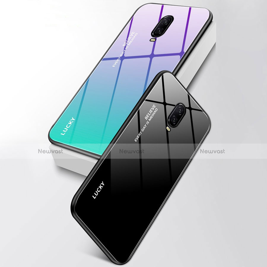 Silicone Frame Mirror Rainbow Gradient Case Cover for OnePlus 6T