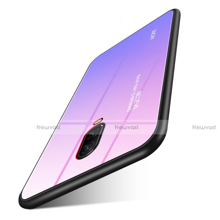 Silicone Frame Mirror Rainbow Gradient Case Cover for OnePlus 6T