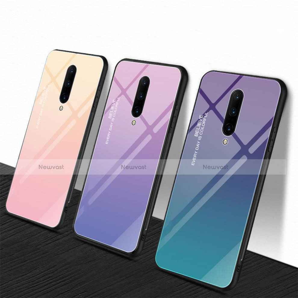 Silicone Frame Mirror Rainbow Gradient Case Cover for OnePlus 7 Pro