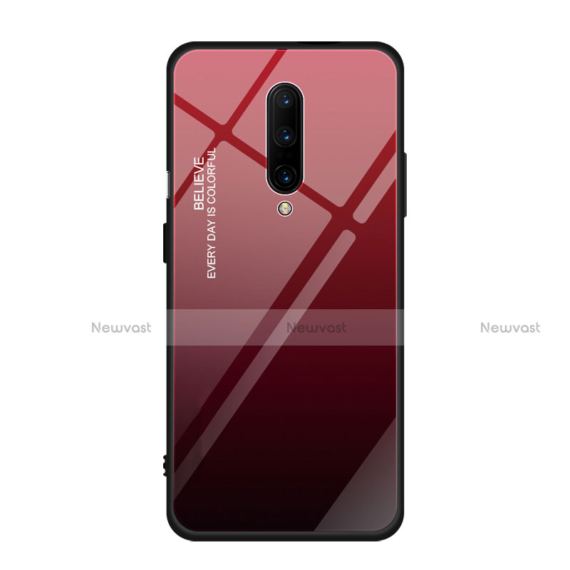 Silicone Frame Mirror Rainbow Gradient Case Cover for OnePlus 7 Pro Red