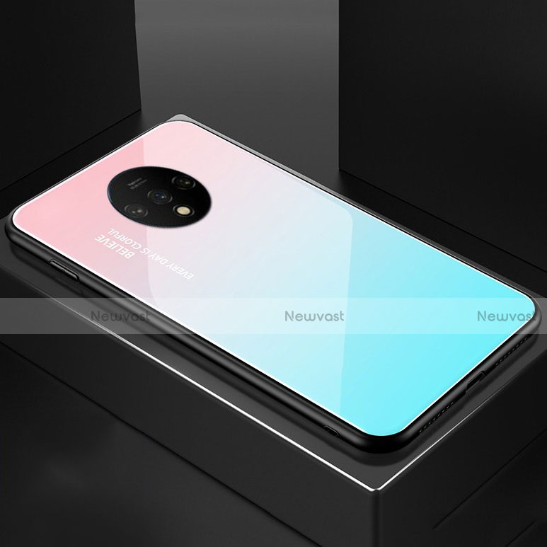 Silicone Frame Mirror Rainbow Gradient Case Cover for OnePlus 7T