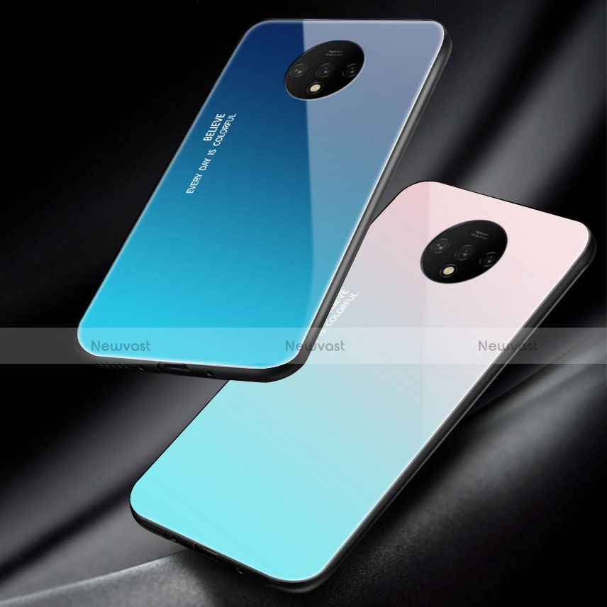 Silicone Frame Mirror Rainbow Gradient Case Cover for OnePlus 7T