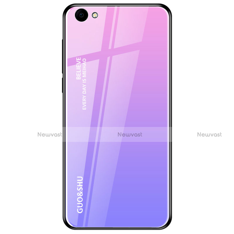 Silicone Frame Mirror Rainbow Gradient Case Cover for Oppo A3 Purple