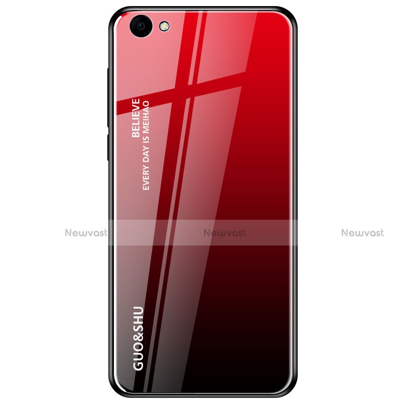 Silicone Frame Mirror Rainbow Gradient Case Cover for Oppo A3 Red