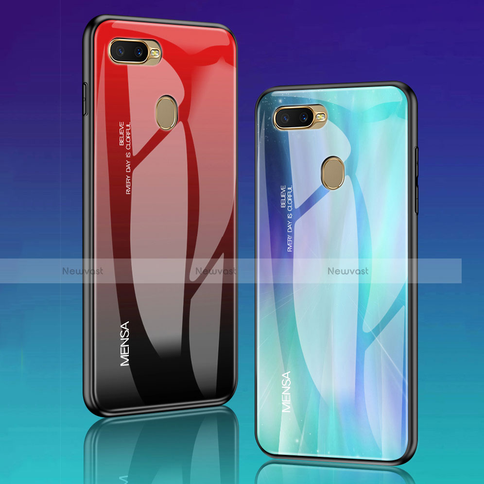 Silicone Frame Mirror Rainbow Gradient Case Cover for Oppo A7