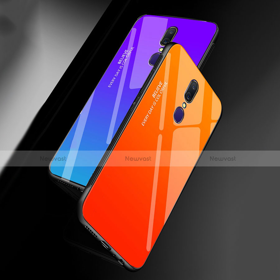 Silicone Frame Mirror Rainbow Gradient Case Cover for Oppo A9