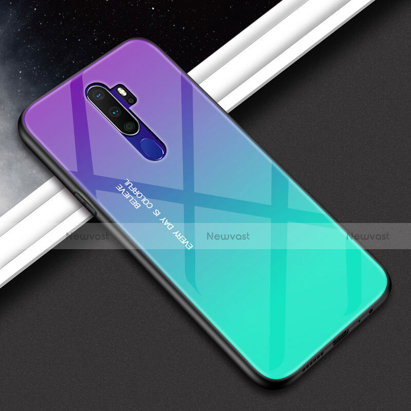 Silicone Frame Mirror Rainbow Gradient Case Cover for Oppo A9 (2020)