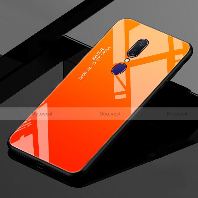 Silicone Frame Mirror Rainbow Gradient Case Cover for Oppo A9 Orange