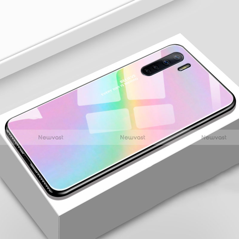 Silicone Frame Mirror Rainbow Gradient Case Cover for Oppo A91