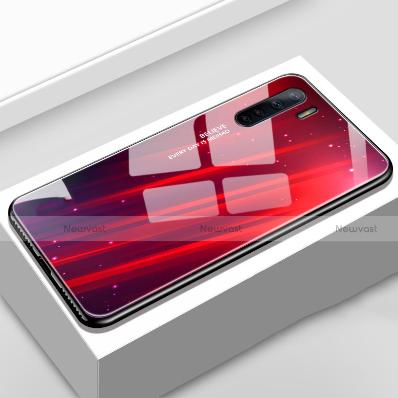 Silicone Frame Mirror Rainbow Gradient Case Cover for Oppo A91 Red Wine