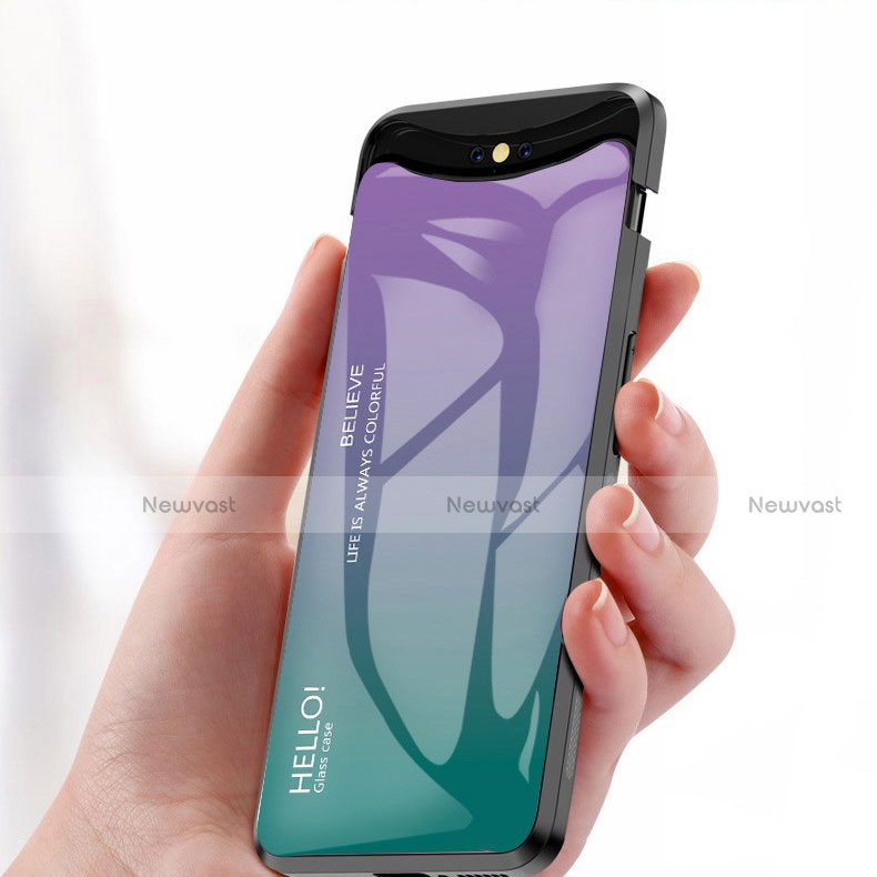 Silicone Frame Mirror Rainbow Gradient Case Cover for Oppo Find X Super Flash Edition