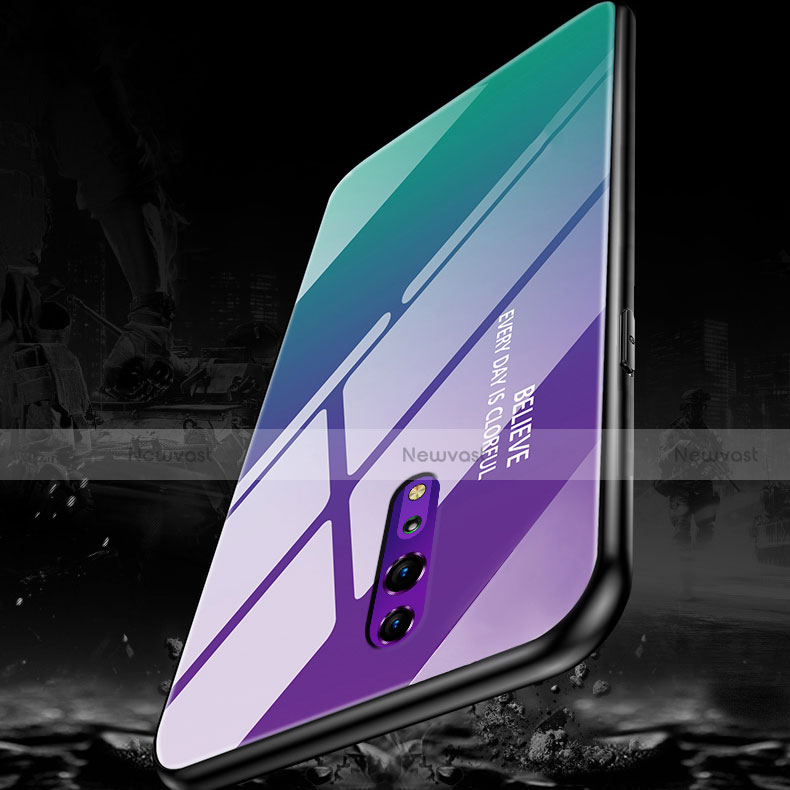 Silicone Frame Mirror Rainbow Gradient Case Cover for Oppo Reno Z