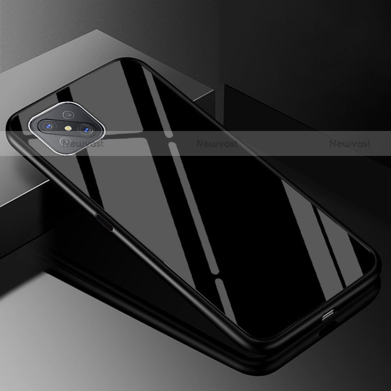 Silicone Frame Mirror Rainbow Gradient Case Cover for Oppo Reno4 Z 5G Black