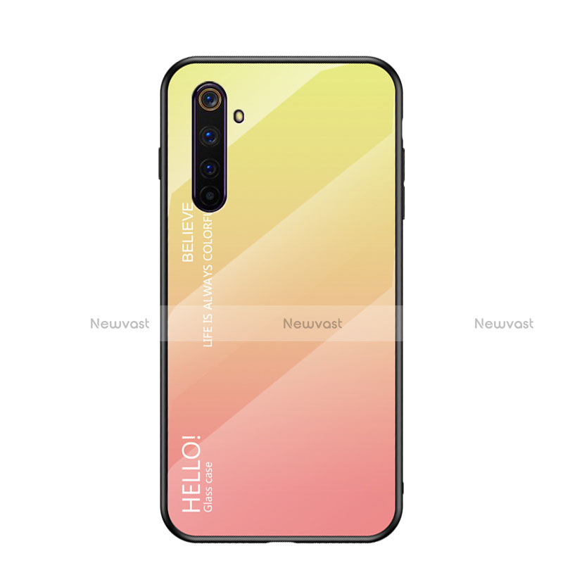 Silicone Frame Mirror Rainbow Gradient Case Cover for Realme 6