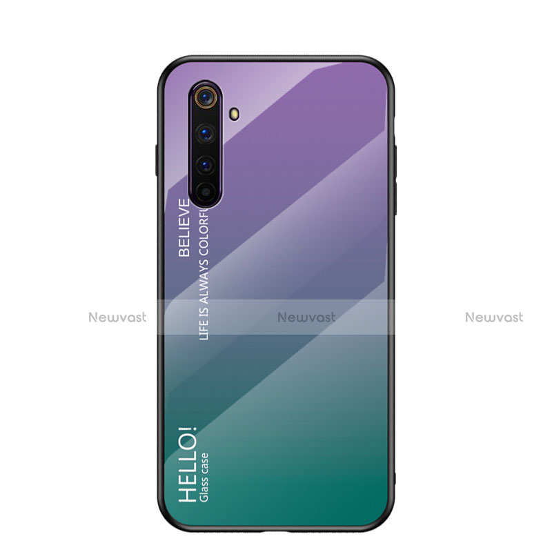 Silicone Frame Mirror Rainbow Gradient Case Cover for Realme 6